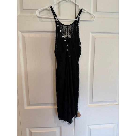 FREE PEOPLE INTIMATELY She's Got It Black Lace Slip Dress Back Button - Picture 6 of 8
